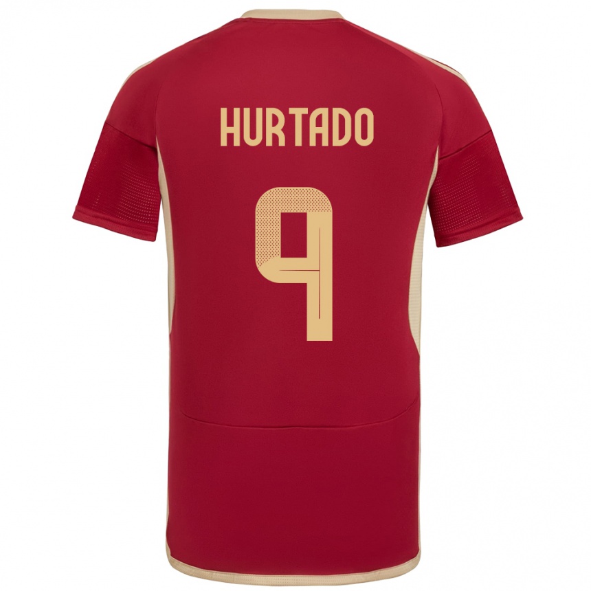 Niño Fútbol Camiseta Venezuela Jan Hurtado #9 Borgoña 1ª Equipación 24-26 México