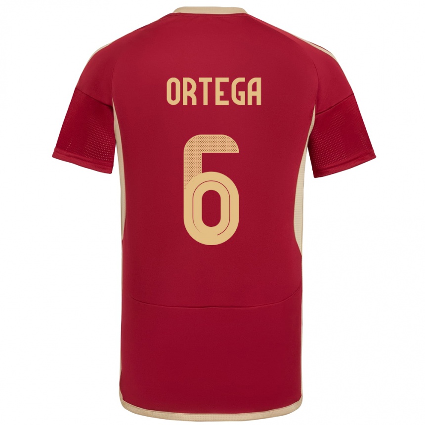 Niño Fútbol Camiseta Venezuela Bryant Ortega #6 Borgoña 1ª Equipación 24-26 México