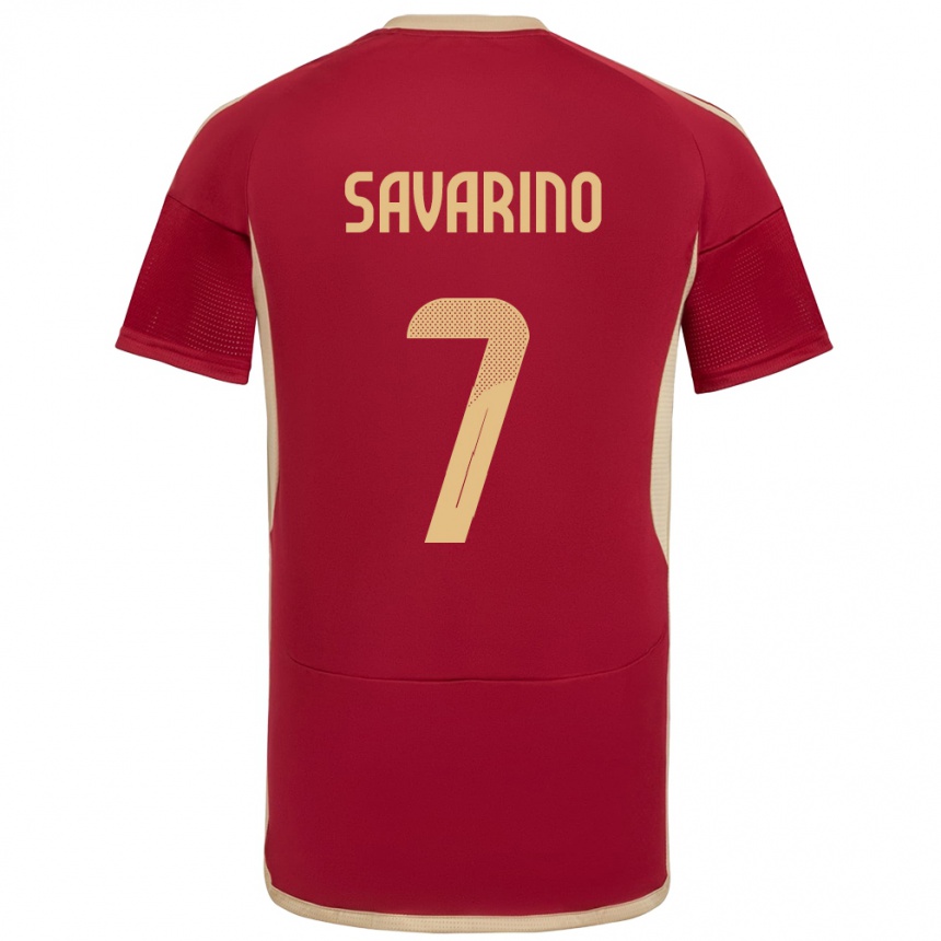 Niño Fútbol Camiseta Venezuela Jefferson Savarino #7 Borgoña 1ª Equipación 24-26 México