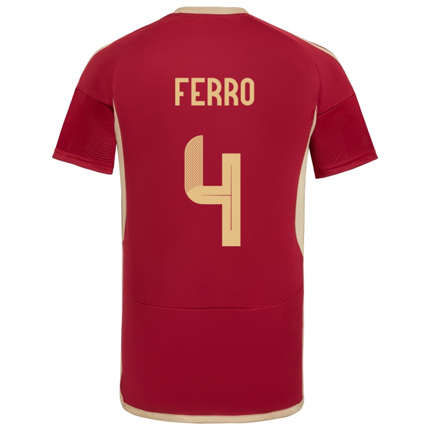 Niño Fútbol Camiseta Venezuela Andrés Ferro #4 Borgoña 1ª Equipación 24-26 México