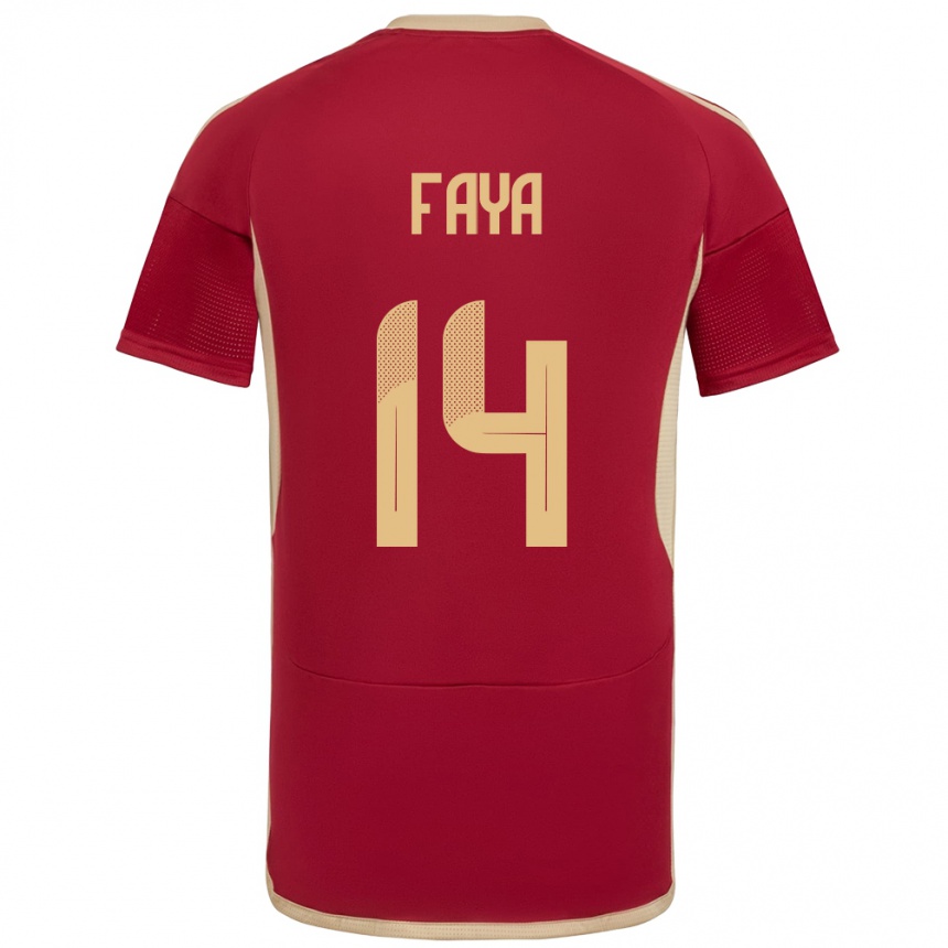 Niño Fútbol Camiseta Venezuela Carlos Faya #14 Borgoña 1ª Equipación 24-26 México