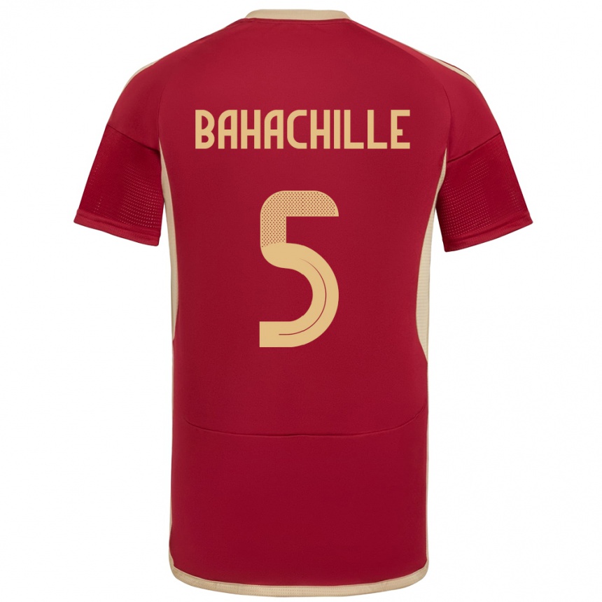 Niño Fútbol Camiseta Venezuela Abraham Bahachille #5 Borgoña 1ª Equipación 24-26 México