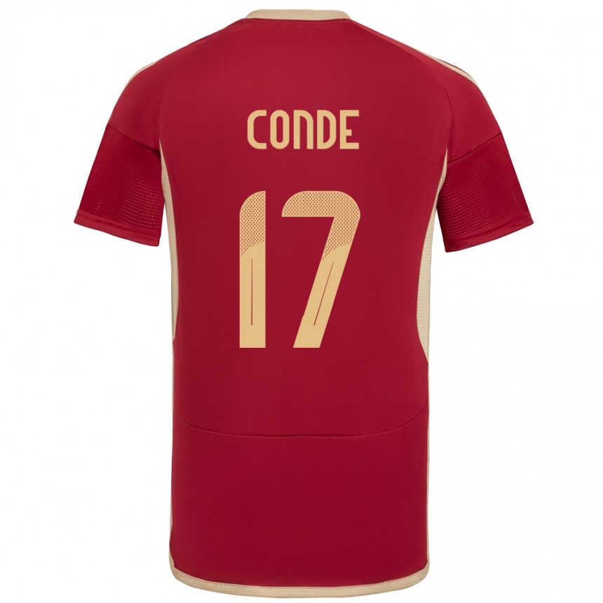 Niño Fútbol Camiseta Venezuela Óscar Conde #17 Borgoña 1ª Equipación 24-26 México