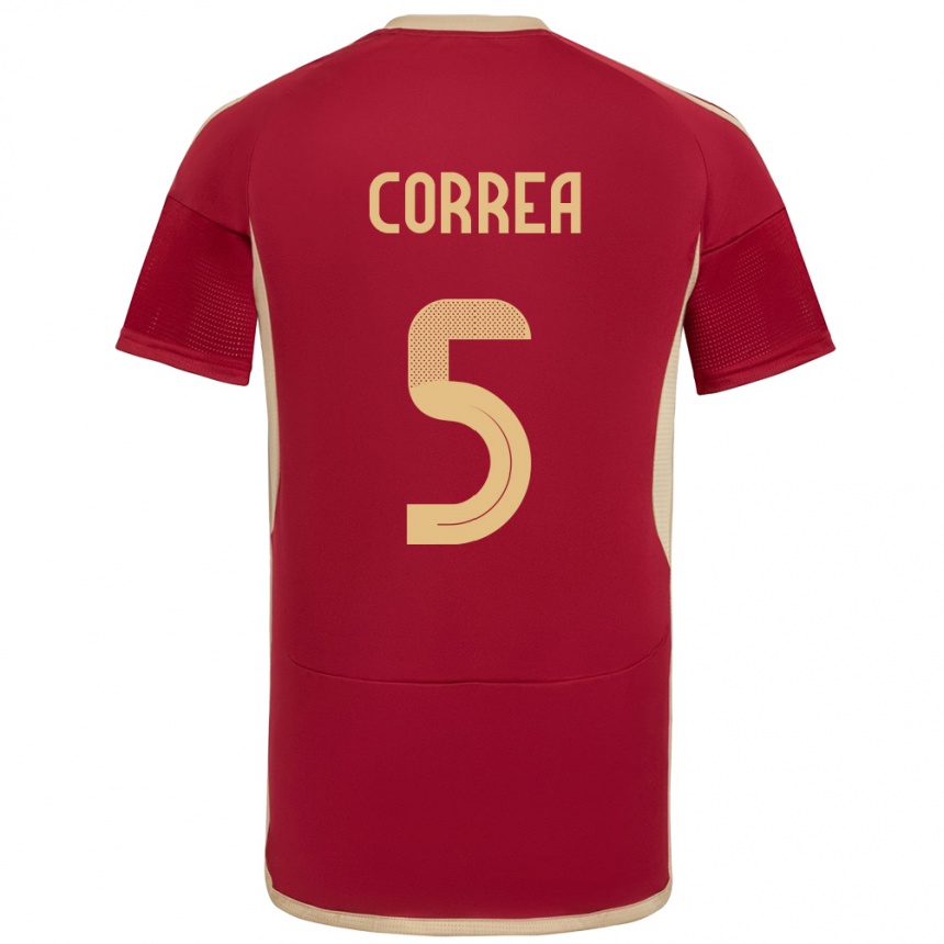 Niño Fútbol Camiseta Venezuela José Correa #5 Borgoña 1ª Equipación 24-26 México