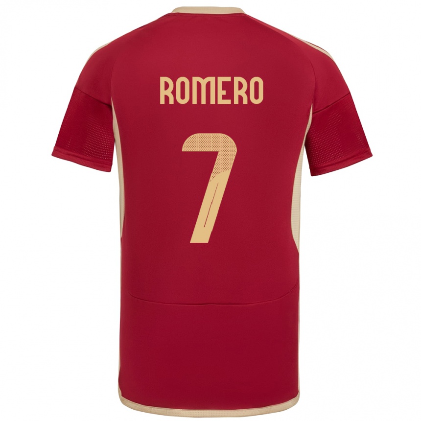 Niño Fútbol Camiseta Venezuela Leenhan Romero #7 Borgoña 1ª Equipación 24-26 México