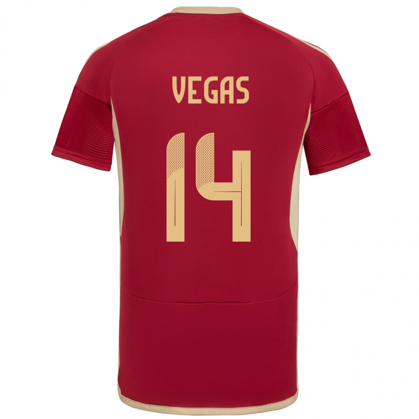 Niño Fútbol Camiseta Venezuela Miguel Vegas #14 Borgoña 1ª Equipación 24-26 México