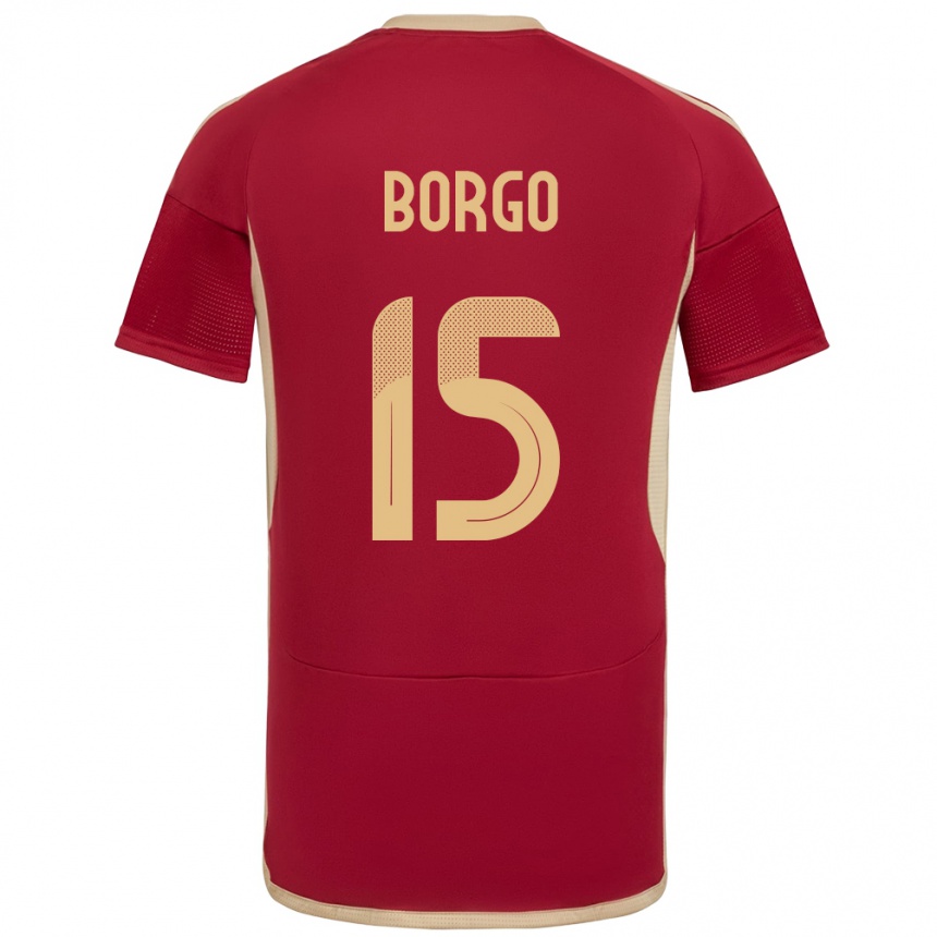 Niño Fútbol Camiseta Venezuela Ángel Borgo #15 Borgoña 1ª Equipación 24-26 México