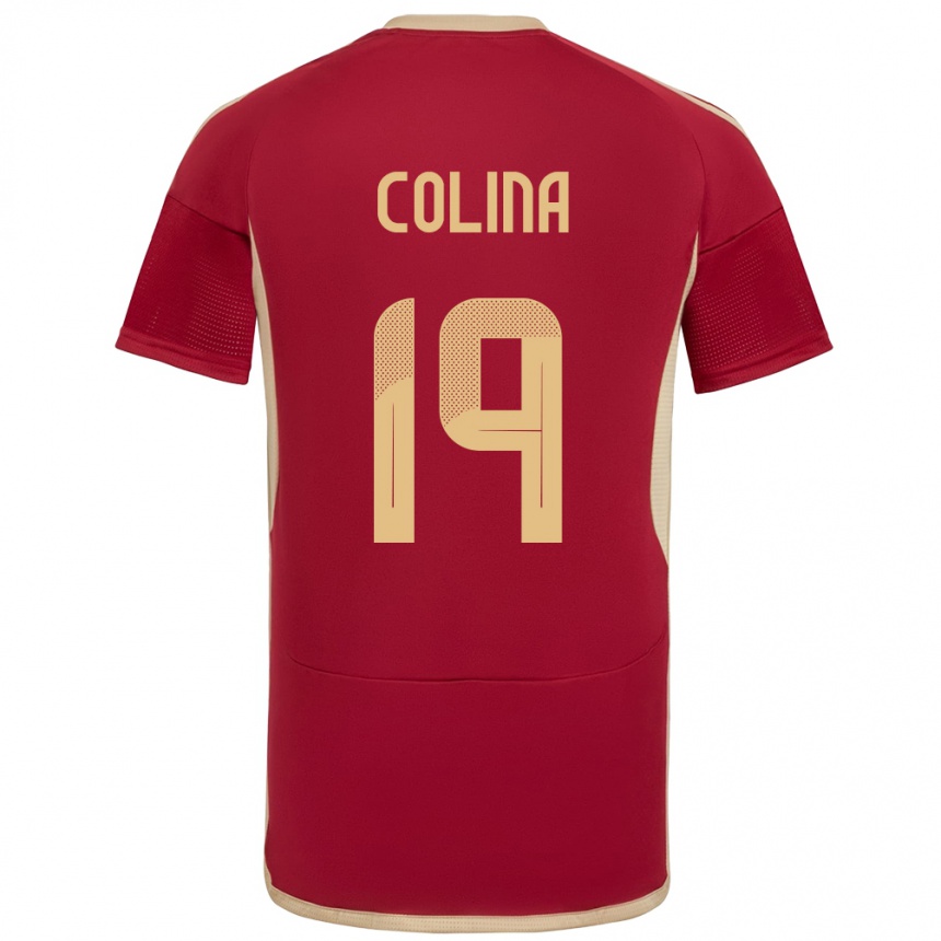 Niño Fútbol Camiseta Venezuela Junior Colina #19 Borgoña 1ª Equipación 24-26 México