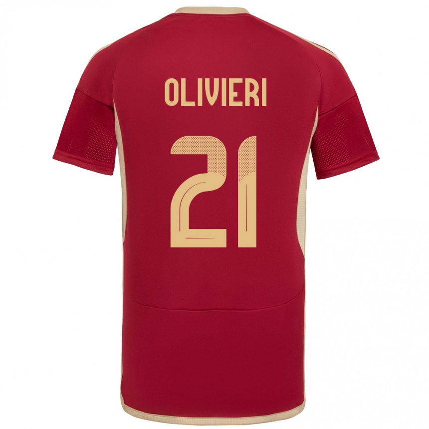 Niño Fútbol Camiseta Venezuela Bárbara Olivieri #21 Borgoña 1ª Equipación 24-26 México