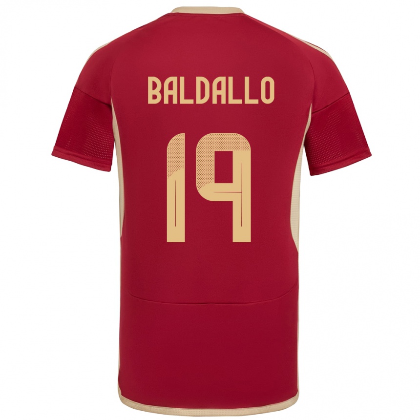 Niño Fútbol Camiseta Venezuela Micheel Baldallo #19 Borgoña 1ª Equipación 24-26 México