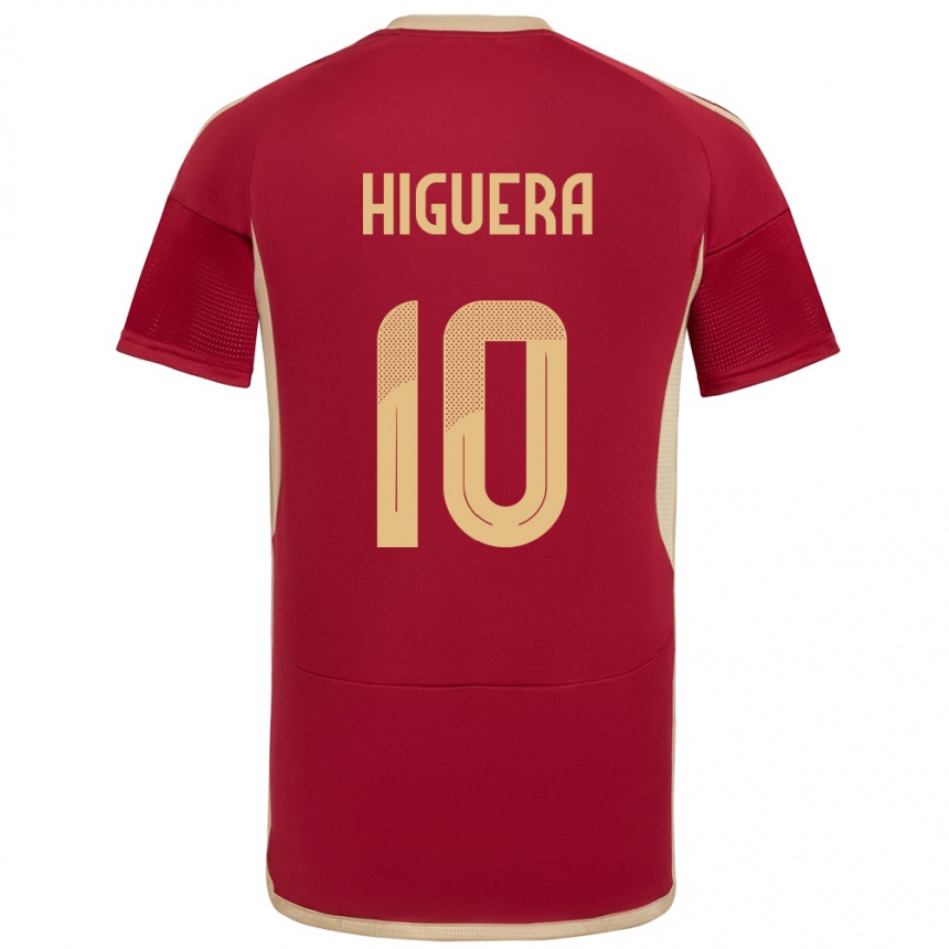 Niño Fútbol Camiseta Venezuela Enyerliannys Higuera #10 Borgoña 1ª Equipación 24-26 México