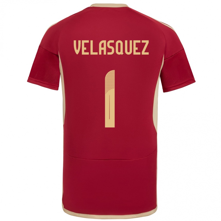 Niño Fútbol Camiseta Venezuela Yessica Velásquez #1 Borgoña 1ª Equipación 24-26 México