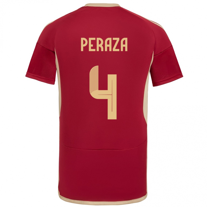 Niño Fútbol Camiseta Venezuela María Peraza #4 Borgoña 1ª Equipación 24-26 México