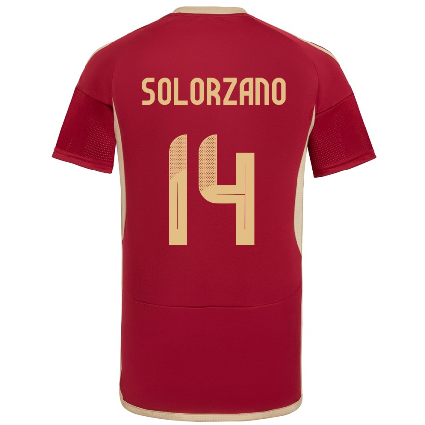 Niño Fútbol Camiseta Venezuela Fabiola Solórzano #14 Borgoña 1ª Equipación 24-26 México