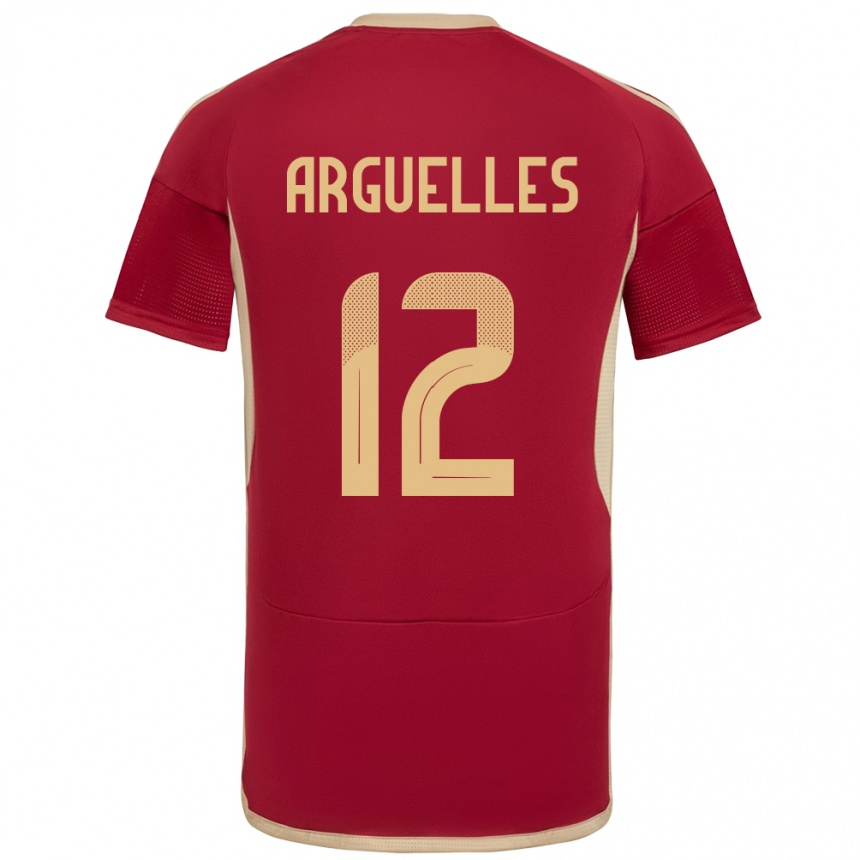 Niño Fútbol Camiseta Venezuela Wilmary Argüelles #12 Borgoña 1ª Equipación 24-26 México