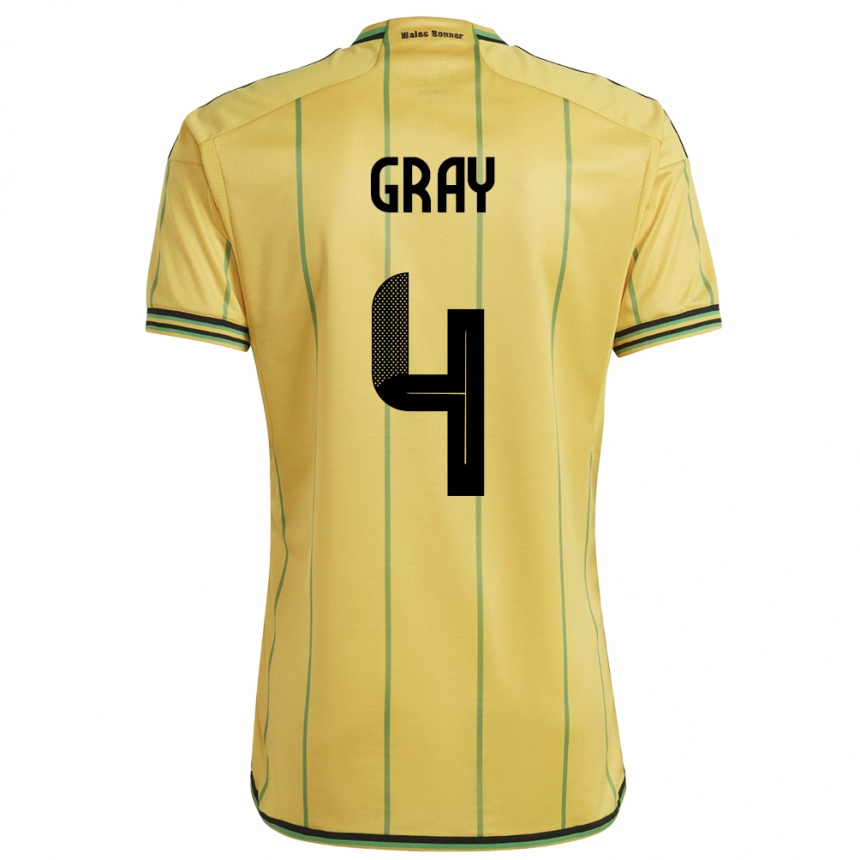 Niño Fútbol Camiseta Jamaica Tayvon Gray #4 Amarillo 1ª Equipación 24-26 México