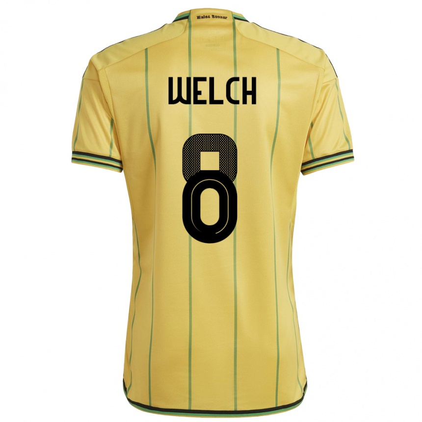 Niño Fútbol Camiseta Jamaica Makai Welch #8 Amarillo 1ª Equipación 24-26 México