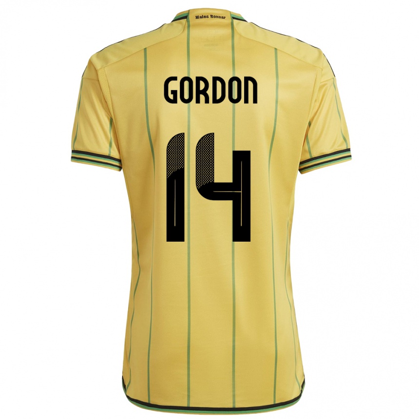 Niño Fútbol Camiseta Jamaica Ashton Gordon #14 Amarillo 1ª Equipación 24-26 México