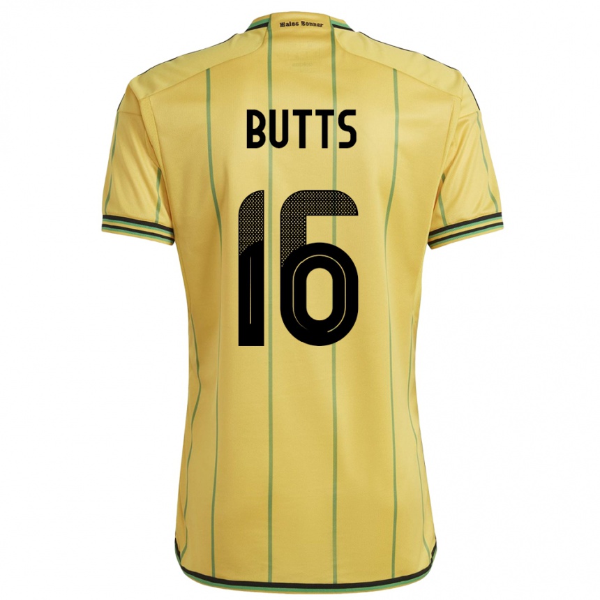 Niño Fútbol Camiseta Jamaica Njeri Butts #16 Amarillo 1ª Equipación 24-26 México