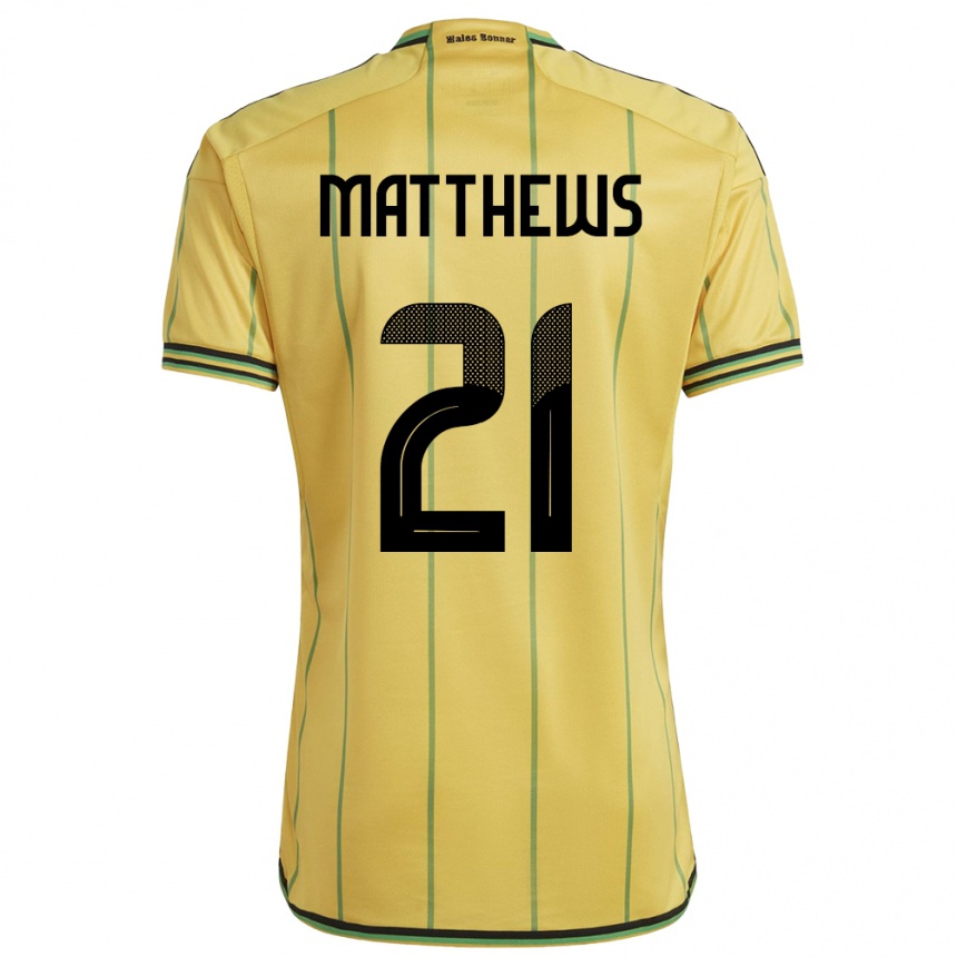 Niño Fútbol Camiseta Jamaica Cheyna Matthews #21 Amarillo 1ª Equipación 24-26 México