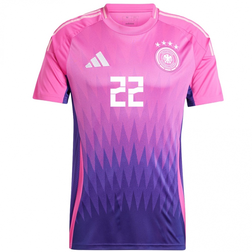 Niño Fútbol Camiseta Alemania Maria Luisa Grohs #22 Rosado Morado 2ª Equipación 24-26 México