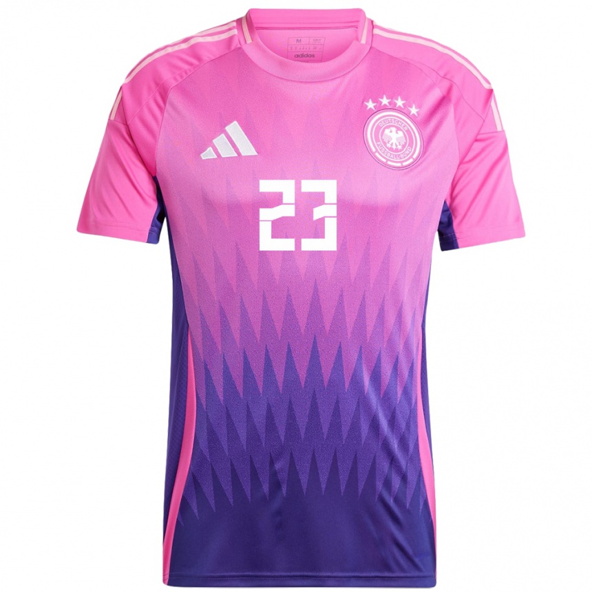 Niño Fútbol Camiseta Alemania Noah Atubolu #23 Rosado Morado 2ª Equipación 24-26 México