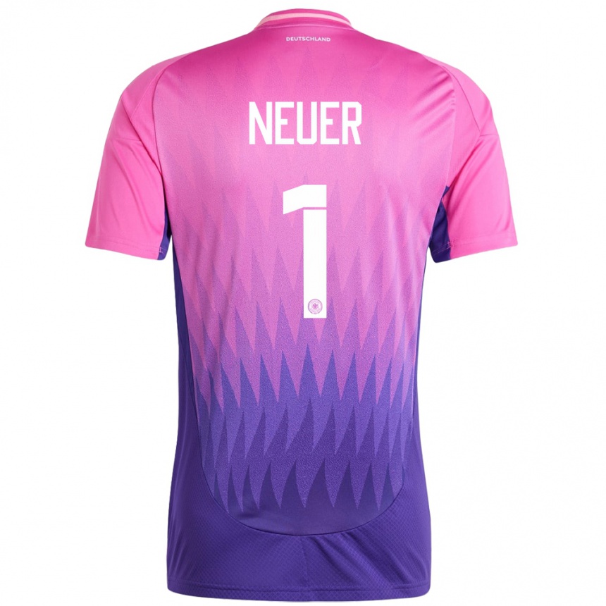 Niño Fútbol Camiseta Alemania Manuel Neuer #1 Rosado Morado 2ª Equipación 24-26 México