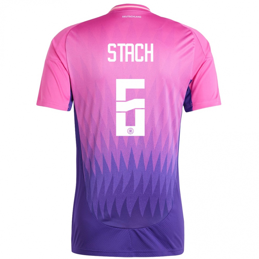 Niño Fútbol Camiseta Alemania Anton Stach #6 Rosado Morado 2ª Equipación 24-26 México