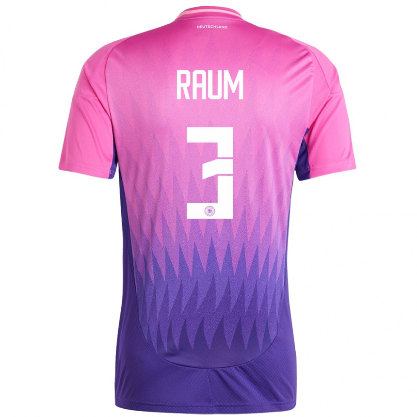 Niño Fútbol Camiseta Alemania David Raum #3 Rosado Morado 2ª Equipación 24-26 México