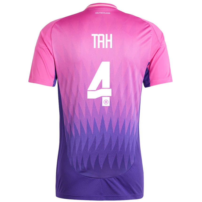 Niño Fútbol Camiseta Alemania Jonathan Tah #4 Rosado Morado 2ª Equipación 24-26 México