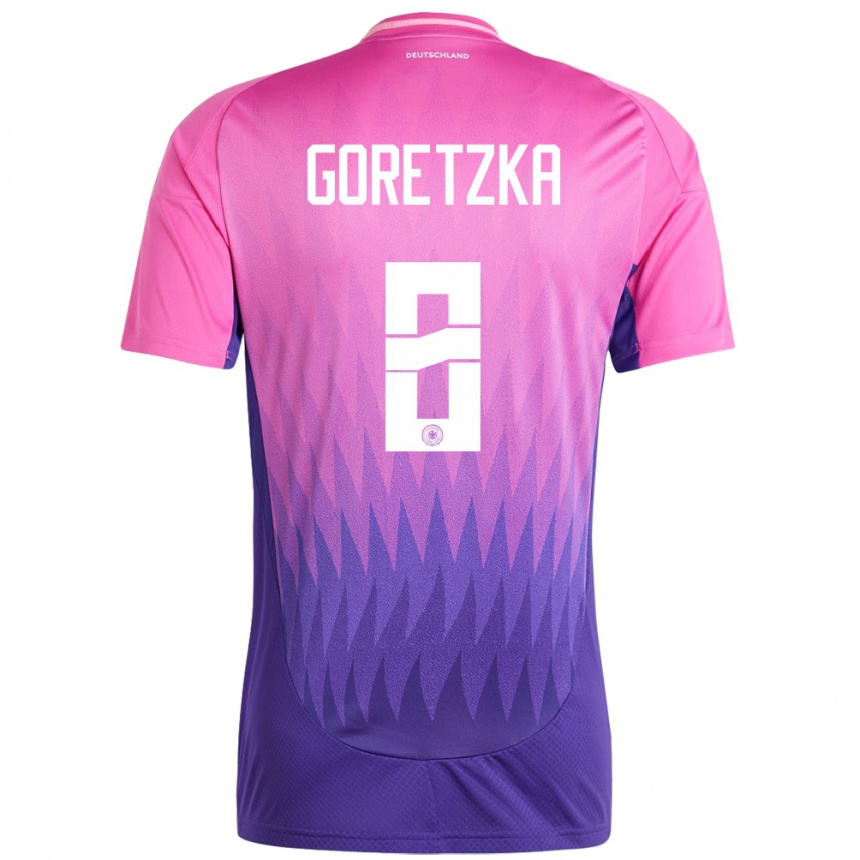 Niño Fútbol Camiseta Alemania Leon Goretzka #8 Rosado Morado 2ª Equipación 24-26 México