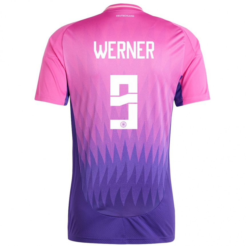 Niño Fútbol Camiseta Alemania Timo Werner #9 Rosado Morado 2ª Equipación 24-26 México