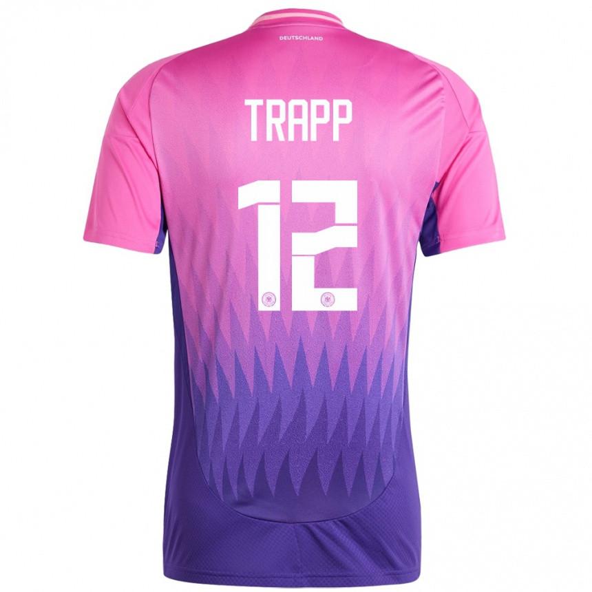 Niño Fútbol Camiseta Alemania Kevin Trapp #12 Rosado Morado 2ª Equipación 24-26 México