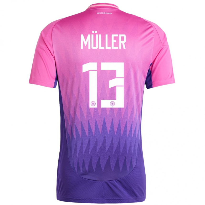 Niño Fútbol Camiseta Alemania Thomas Muller #13 Rosado Morado 2ª Equipación 24-26 México