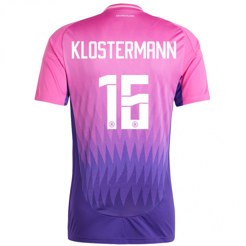 Niño Fútbol Camiseta Alemania Lukas Klostermann #16 Rosado Morado 2ª Equipación 24-26 México