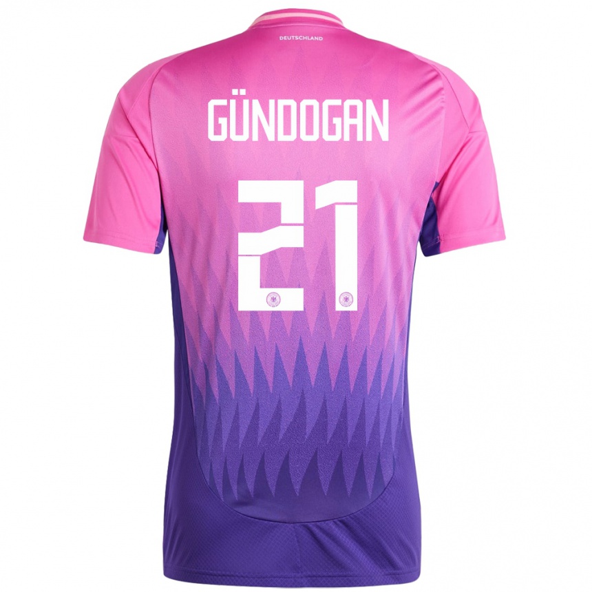 Niño Fútbol Camiseta Alemania Ilkay Gundogan #21 Rosado Morado 2ª Equipación 24-26 México