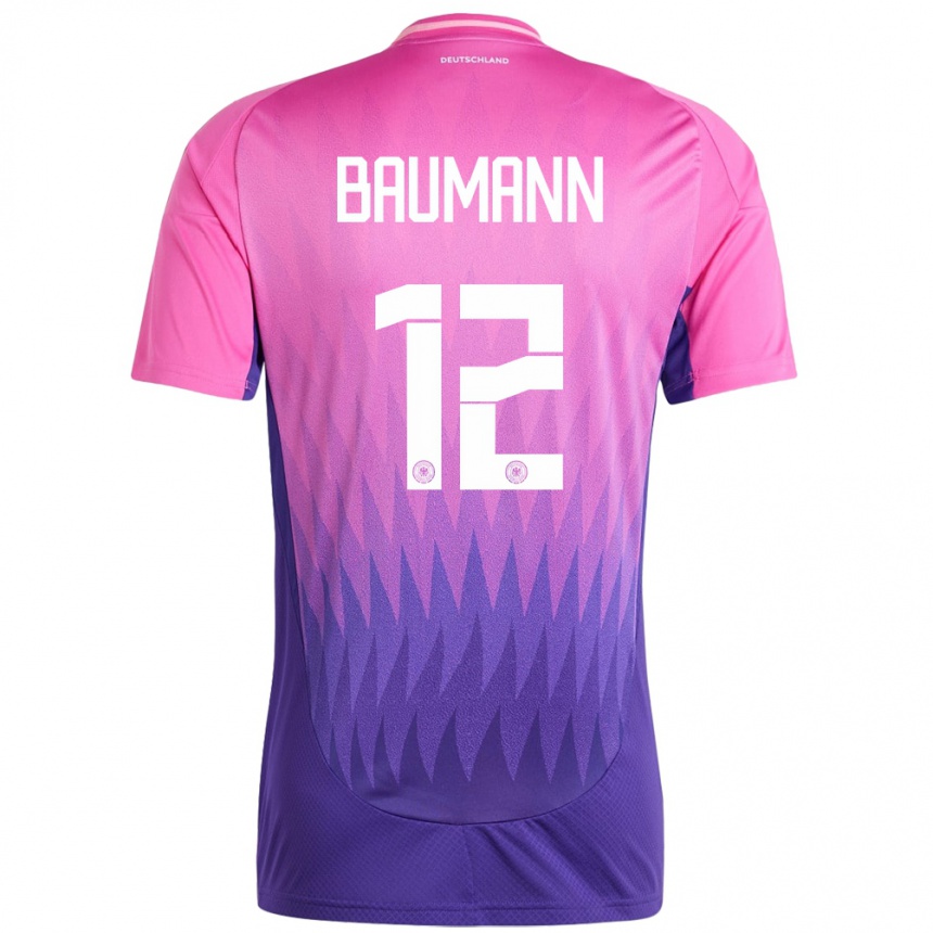 Niño Fútbol Camiseta Alemania Oliver Baumann #12 Rosado Morado 2ª Equipación 24-26 México