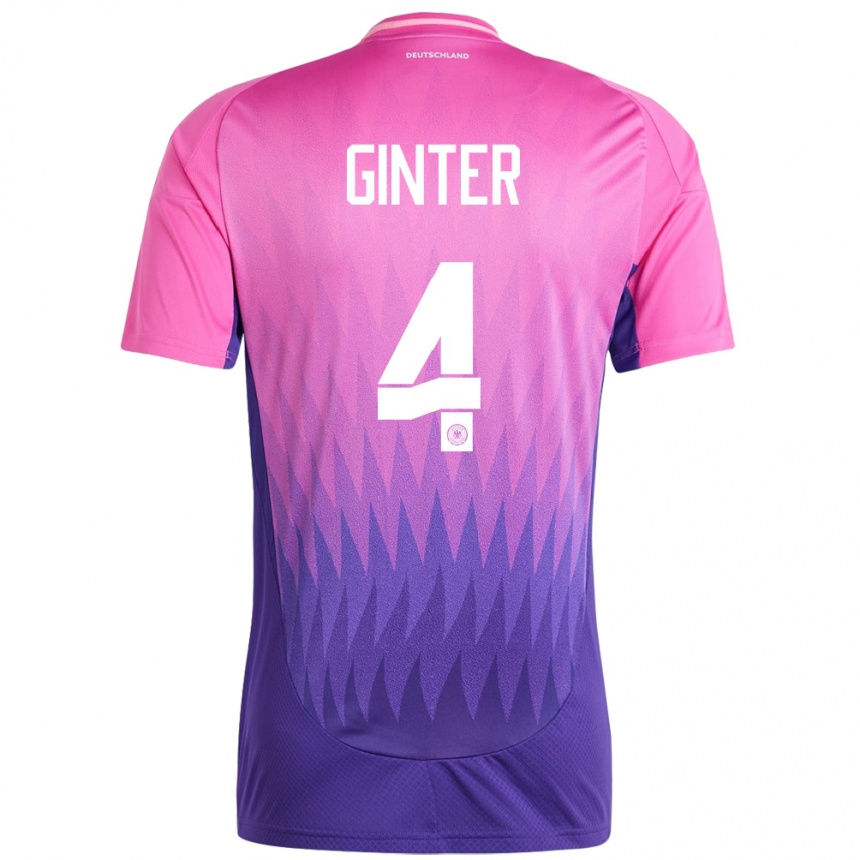 Niño Fútbol Camiseta Alemania Matthias Ginter #4 Rosado Morado 2ª Equipación 24-26 México