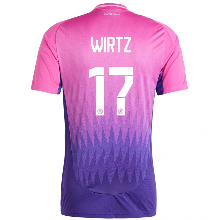 Niño Fútbol Camiseta Alemania Florian Wirtz #17 Rosado Morado 2ª Equipación 24-26 México