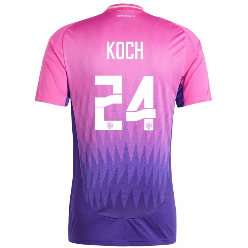 Niño Fútbol Camiseta Alemania Robin Koch #24 Rosado Morado 2ª Equipación 24-26 México