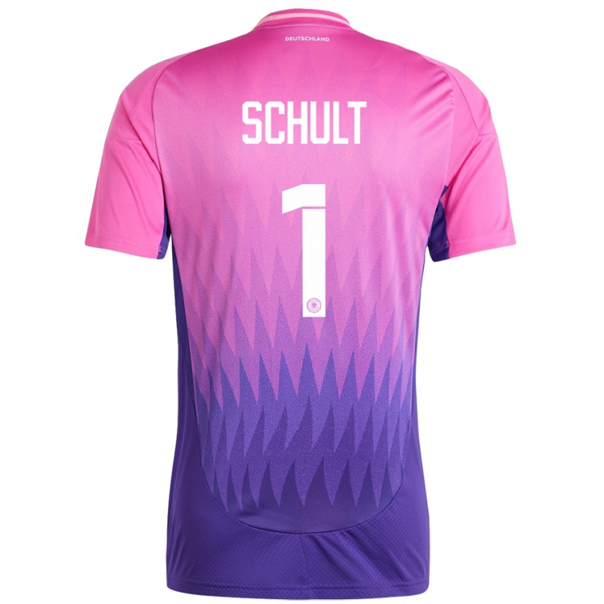 Niño Fútbol Camiseta Alemania Almuth Schult #1 Rosado Morado 2ª Equipación 24-26 México