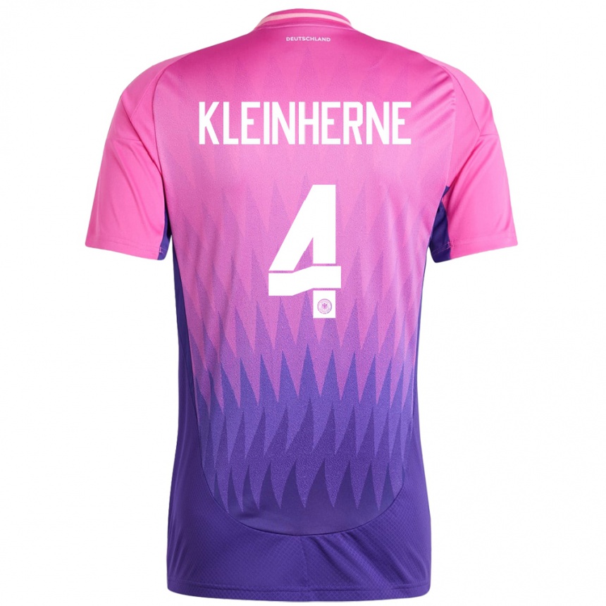 Niño Fútbol Camiseta Alemania Sophia Kleinherne #4 Rosado Morado 2ª Equipación 24-26 México