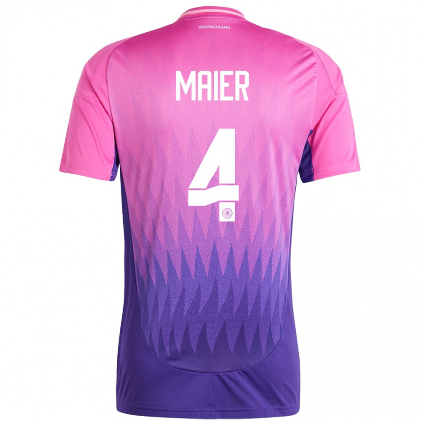 Niño Fútbol Camiseta Alemania Leonie Maier #4 Rosado Morado 2ª Equipación 24-26 México