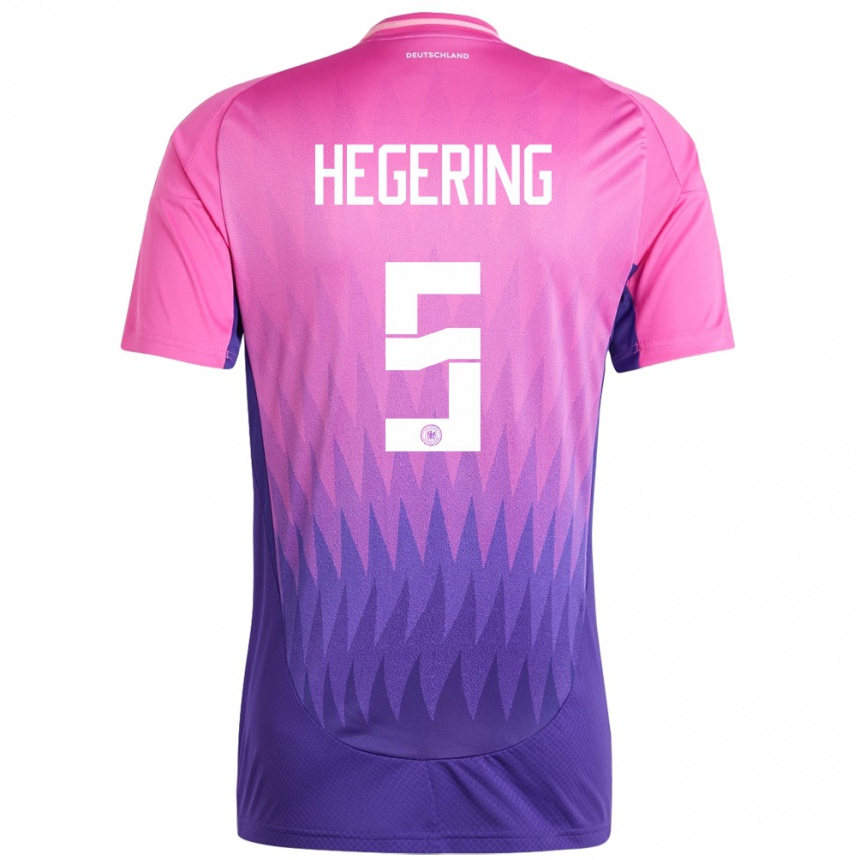 Niño Fútbol Camiseta Alemania Marina Hegering #5 Rosado Morado 2ª Equipación 24-26 México