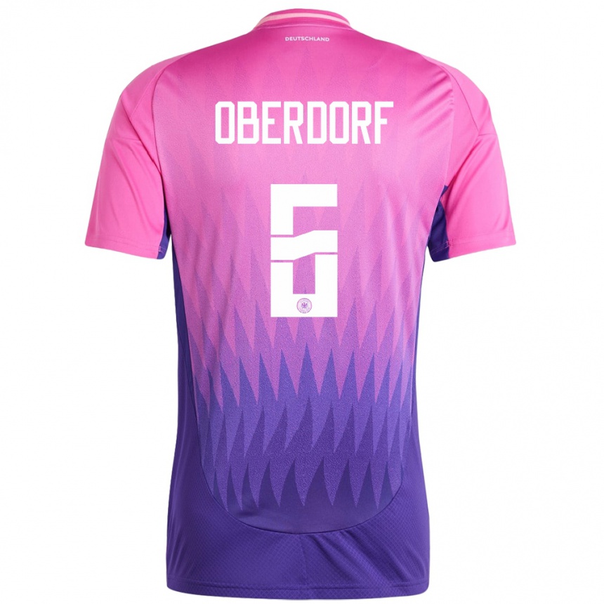 Niño Fútbol Camiseta Alemania Lena Oberdorf #6 Rosado Morado 2ª Equipación 24-26 México