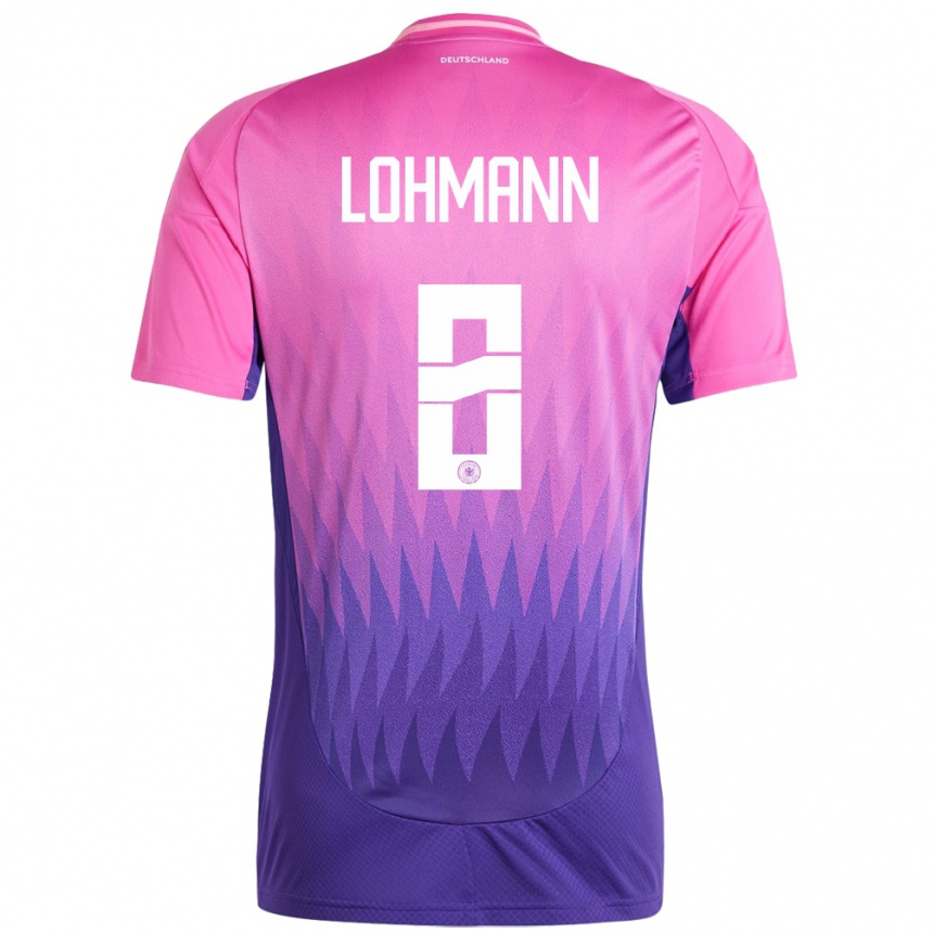 Niño Fútbol Camiseta Alemania Sydney Lohmann #8 Rosado Morado 2ª Equipación 24-26 México