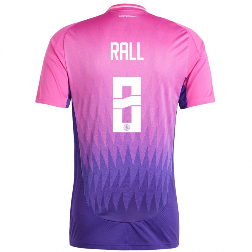 Niño Fútbol Camiseta Alemania Maximiliane Rall #8 Rosado Morado 2ª Equipación 24-26 México