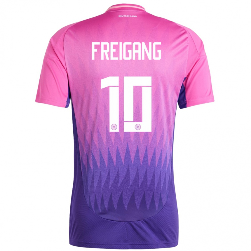 Niño Fútbol Camiseta Alemania Laura Freigang #10 Rosado Morado 2ª Equipación 24-26 México