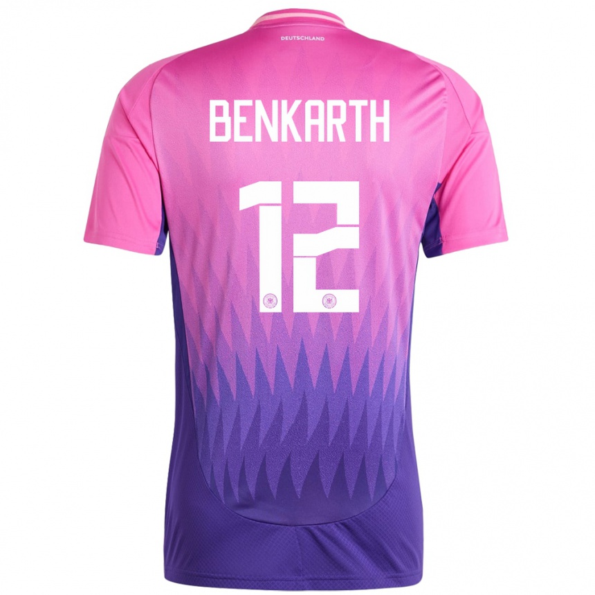 Niño Fútbol Camiseta Alemania Laura Benkarth #12 Rosado Morado 2ª Equipación 24-26 México