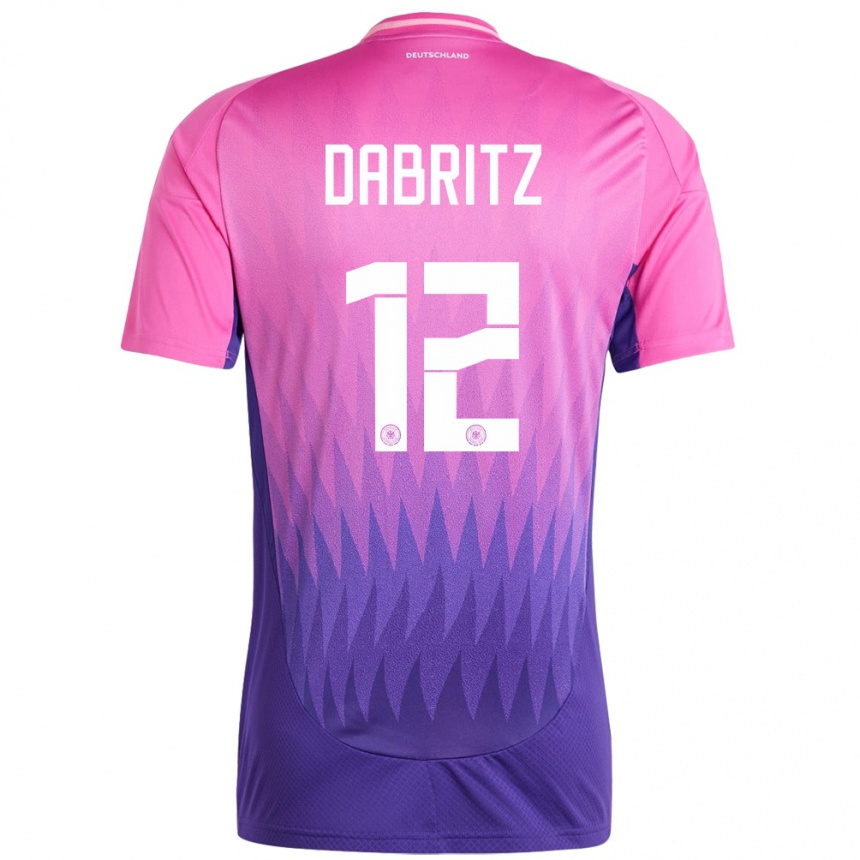 Niño Fútbol Camiseta Alemania Sara Dabritz #12 Rosado Morado 2ª Equipación 24-26 México